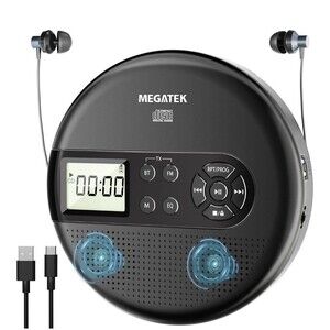 CP27BR Portable CD Player Bluetooth Car W/ FM Transmitter USB AUX LCD Display